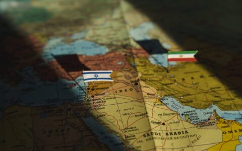 Israel,And,Iran,Flags,On,Middle,East,Political,Map.,Crisis